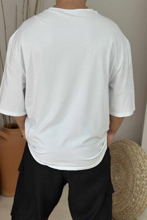 ACTION WRITTING SIMPLE MEN T-SHIRT WHITE-BLACK/BAZE - 3