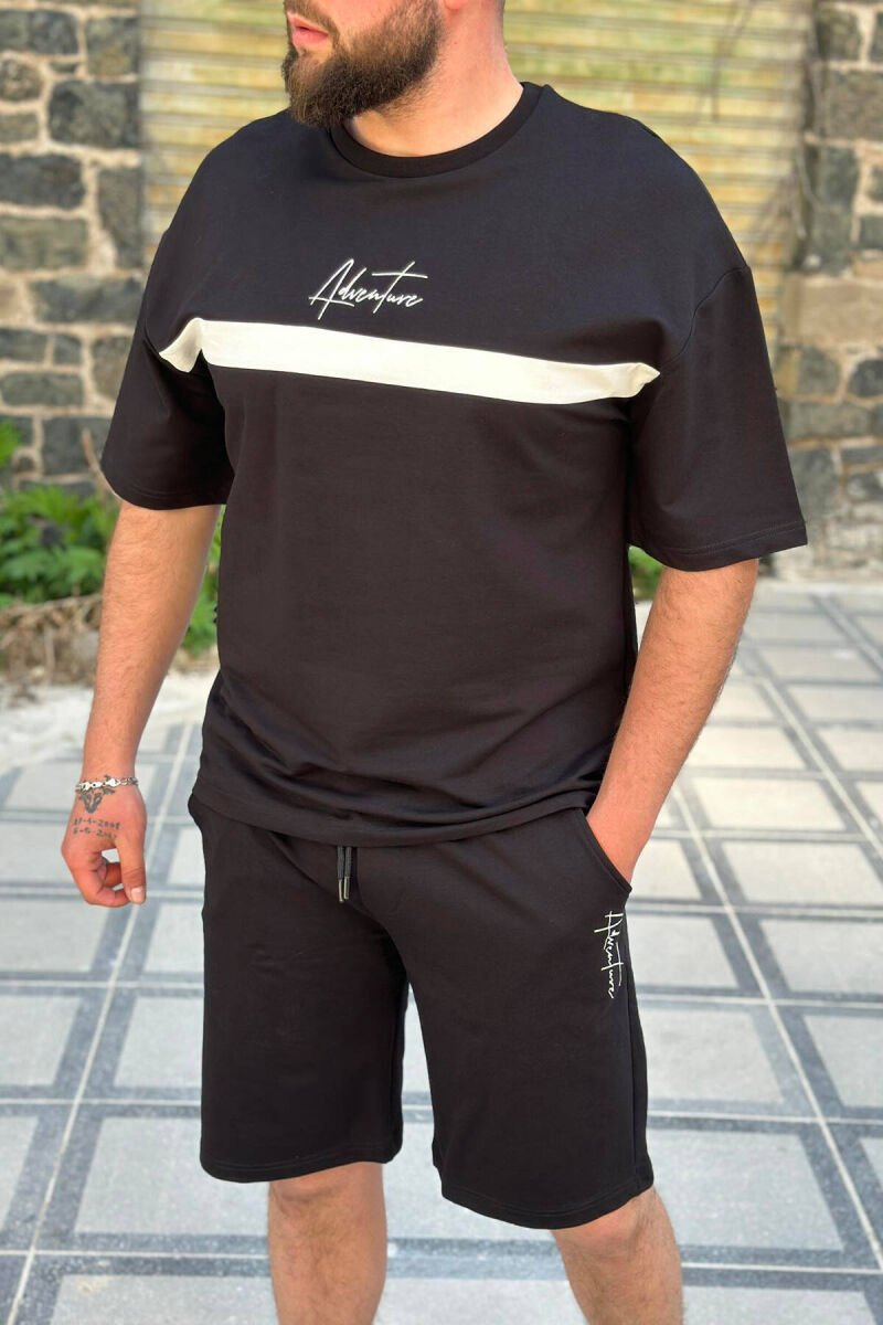 ADVENTURE COTTON MEN SWEATSUIT SET BLACK/ E ZEZE - 1