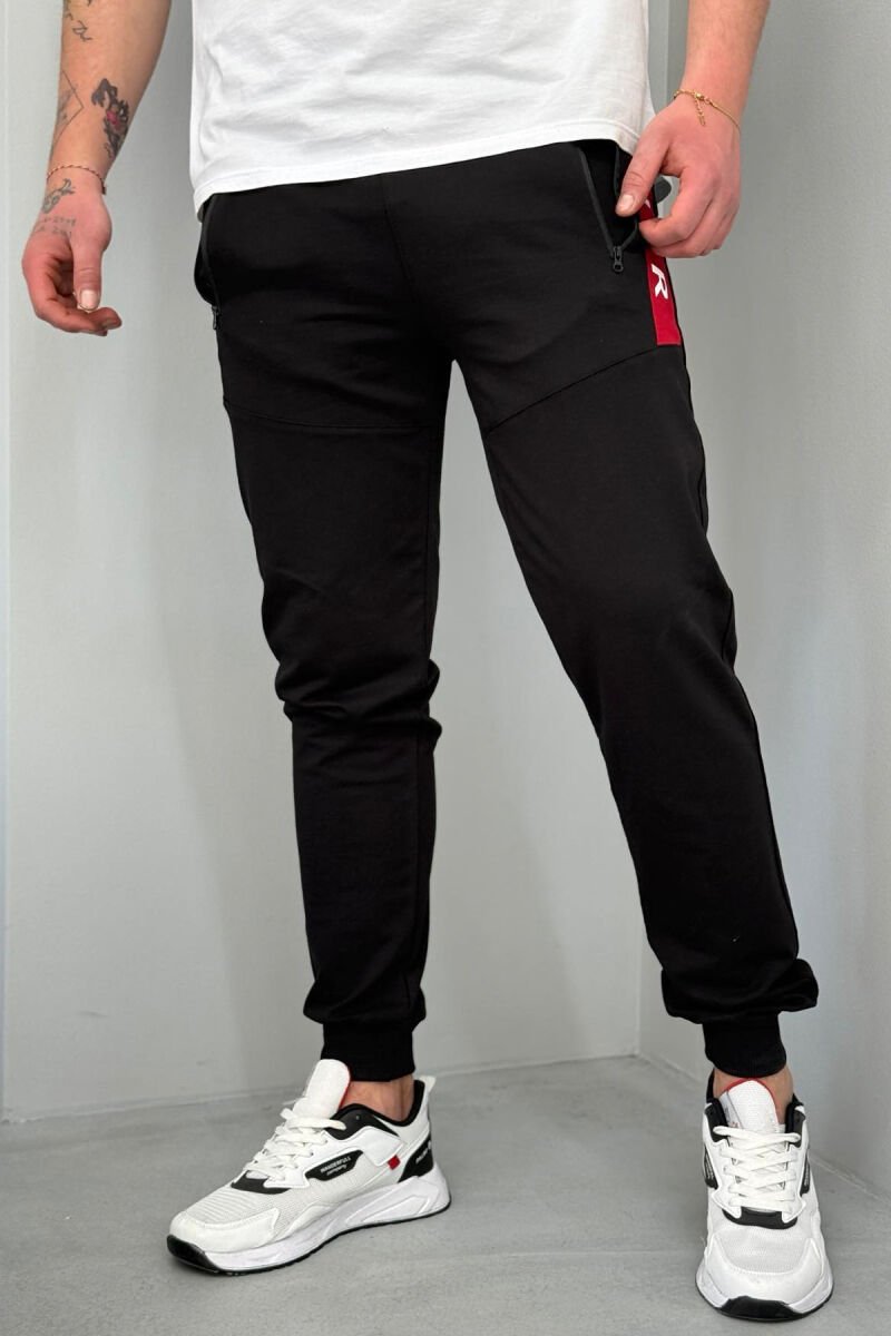 AIR COTTON ONE COLOR MEN SWEATPANTS BLACK/ E ZEZE - 1