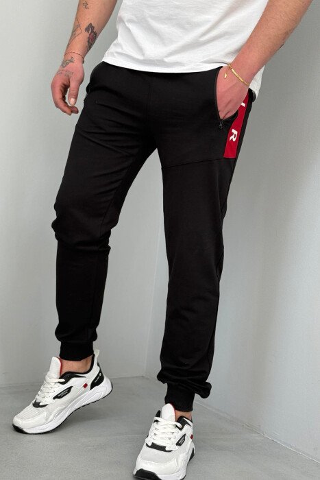 AIR COTTON ONE COLOR MEN SWEATPANTS BLACK/ E ZEZE - 3