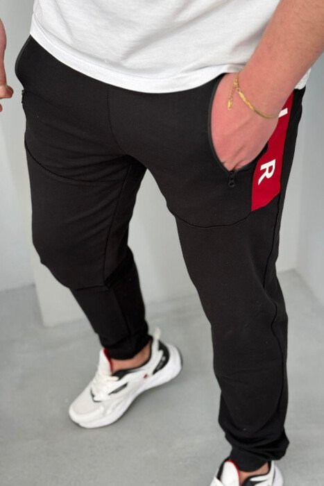 AIR COTTON ONE COLOR MEN SWEATPANTS BLACK/ E ZEZE - 4