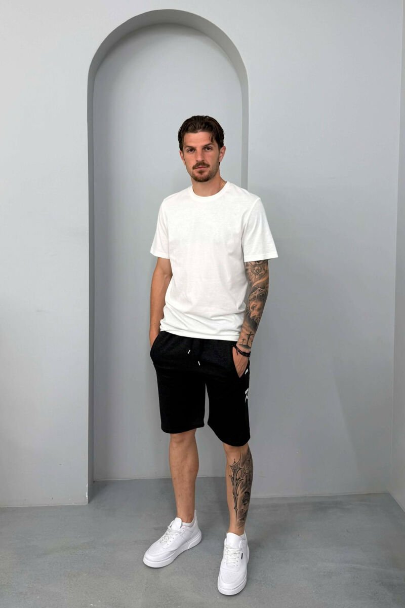 AIR SIDE WRITTING ZIPPER POCKETS MEN SHORT SWEATPANTS DARK GREY/GEE - 1