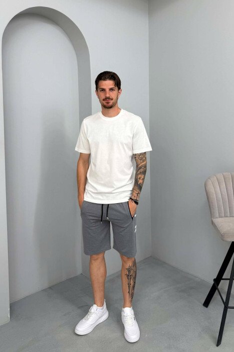 AIR SIDE WRITTING ZIPPER POCKETS MEN SHORT SWEATPANTS GREY/GRI - 1