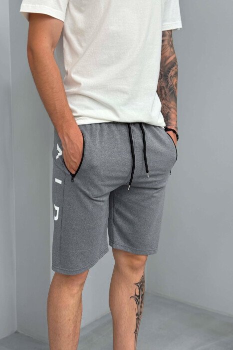 AIR SIDE WRITTING ZIPPER POCKETS MEN SHORT SWEATPANTS GREY/GRI - 2