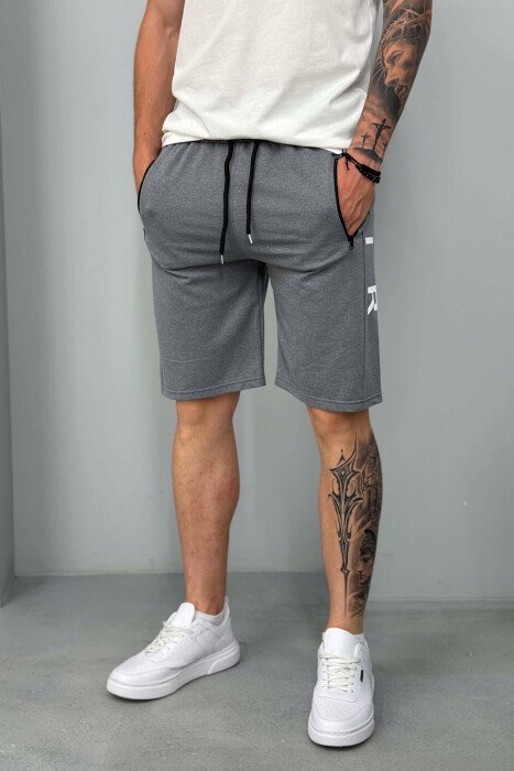 AIR SIDE WRITTING ZIPPER POCKETS MEN SHORT SWEATPANTS GREY/GRI - 4