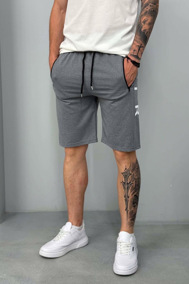 AIR SIDE WRITTING ZIPPER POCKETS MEN SHORT SWEATPANTS GREY/GRI - 4