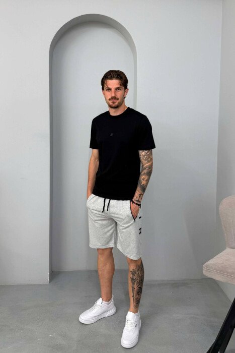AIR SIDE WRITTING ZIPPER POCKETS MEN SHORT SWEATPANTS LIGHT GREY/GZ 