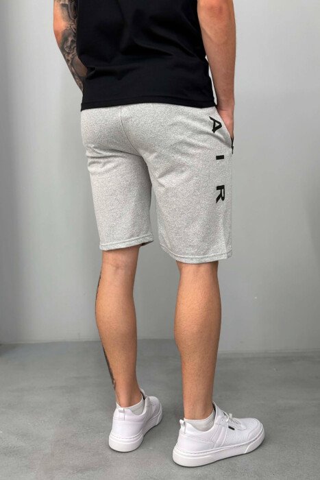 AIR SIDE WRITTING ZIPPER POCKETS MEN SHORT SWEATPANTS LIGHT GREY/GZ - 3