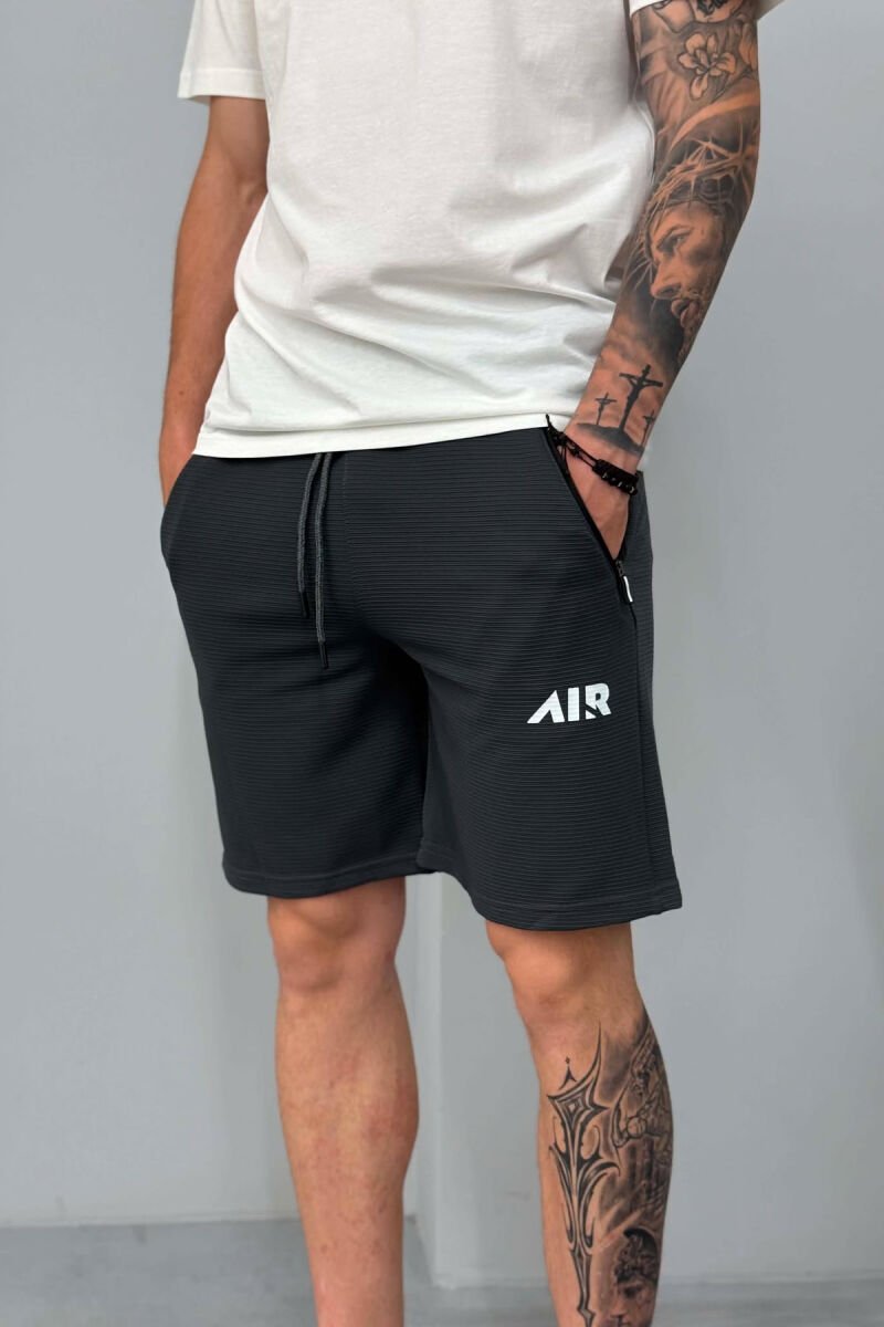 AIR WRITTING TEXTURED MEN SHORT SWEATPANTS DARK GREY/GEE - 2