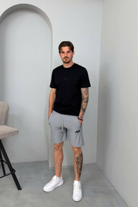 TUTA TE SHKURTRA ME XHEPA ME ZINXHIR PER MESHKUJ NE NGJYRE GRI - KLAUDIO FASHION