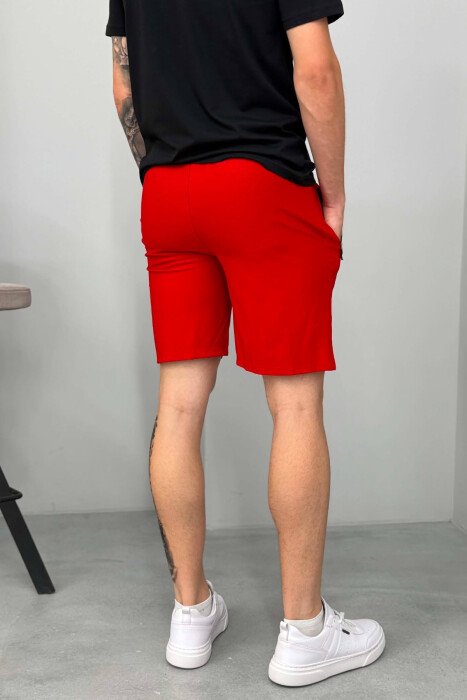 AIR WRITTING ZIPPER POCKETS MEN SHORT SWEATPANTS RED/E KUQE - 3