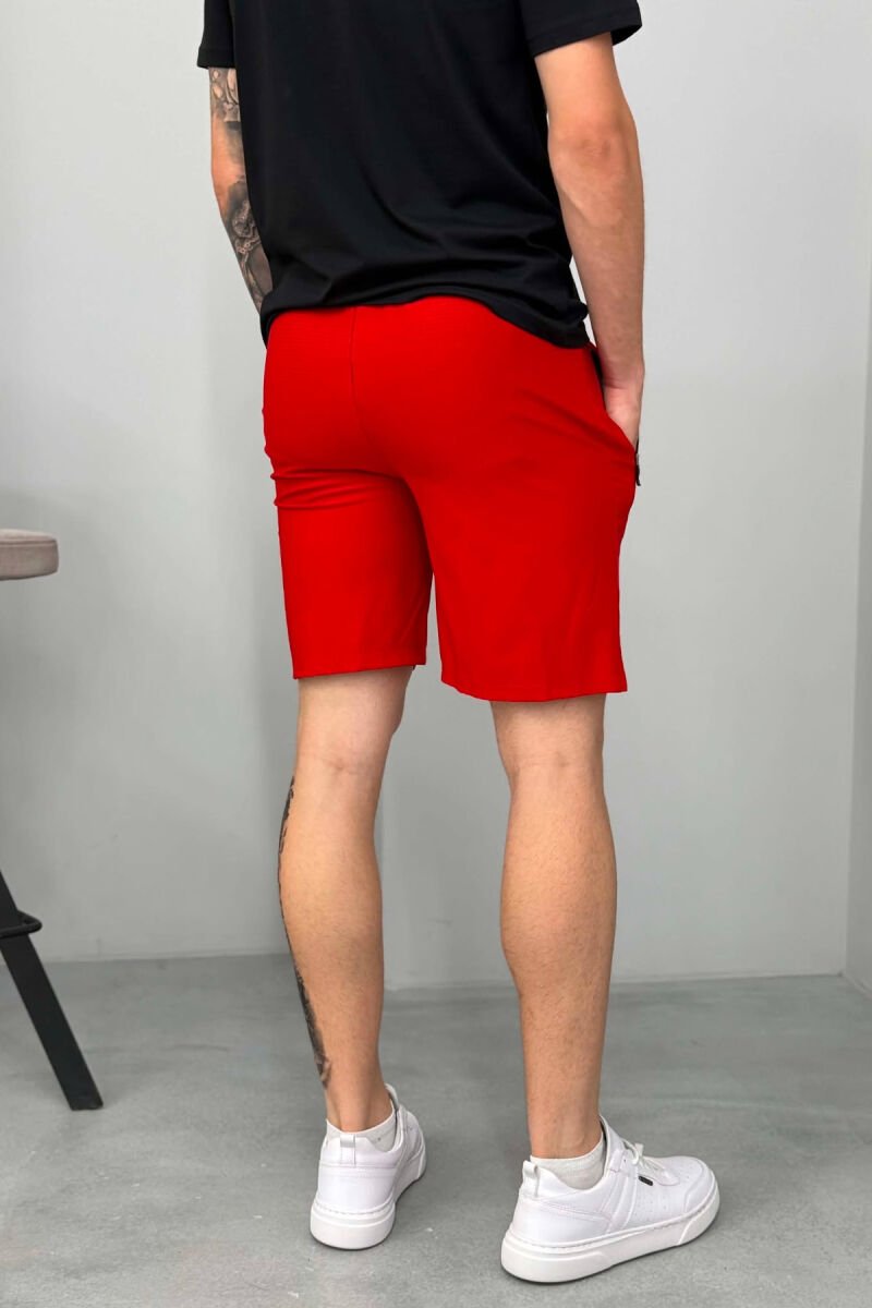 AIR WRITTING ZIPPER POCKETS MEN SHORT SWEATPANTS RED/E KUQE - 3