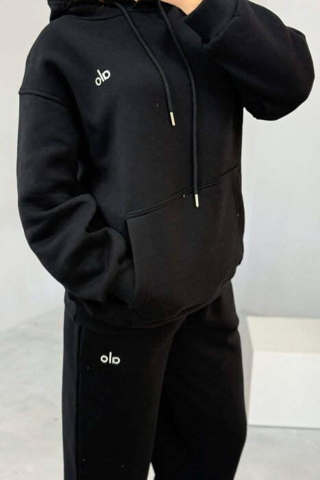ALO HOODIE+SWEATPANTS FLUFFY WOMEN SET BLACK/ E ZEZE - 4