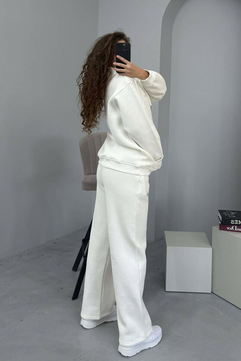 ALO HOODIE+SWEATPANTS FLUFFY WOMEN SET WHITE-E BARDHE - 3