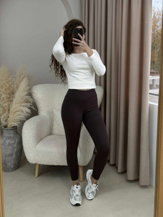 ALO WRITTING SIMPLE WOMEN LEGGINGS DARK BROWN/KAE - 2