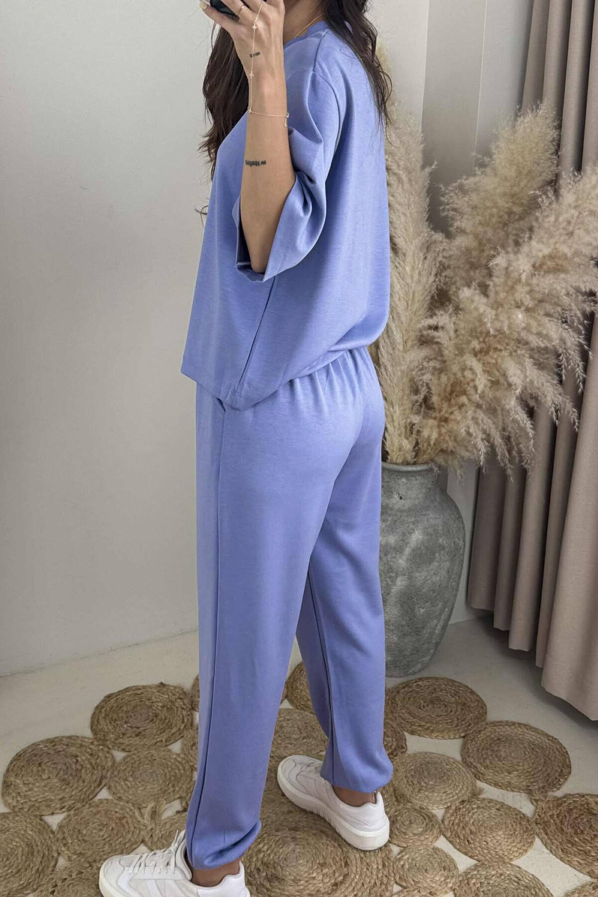 ALO WRITTING T-SHIRT+JOGGERS WOMEN SET LIGHT PURPLE/LEZB TWO-PIECE SETS  KLAUDIO FASHION DE-251073