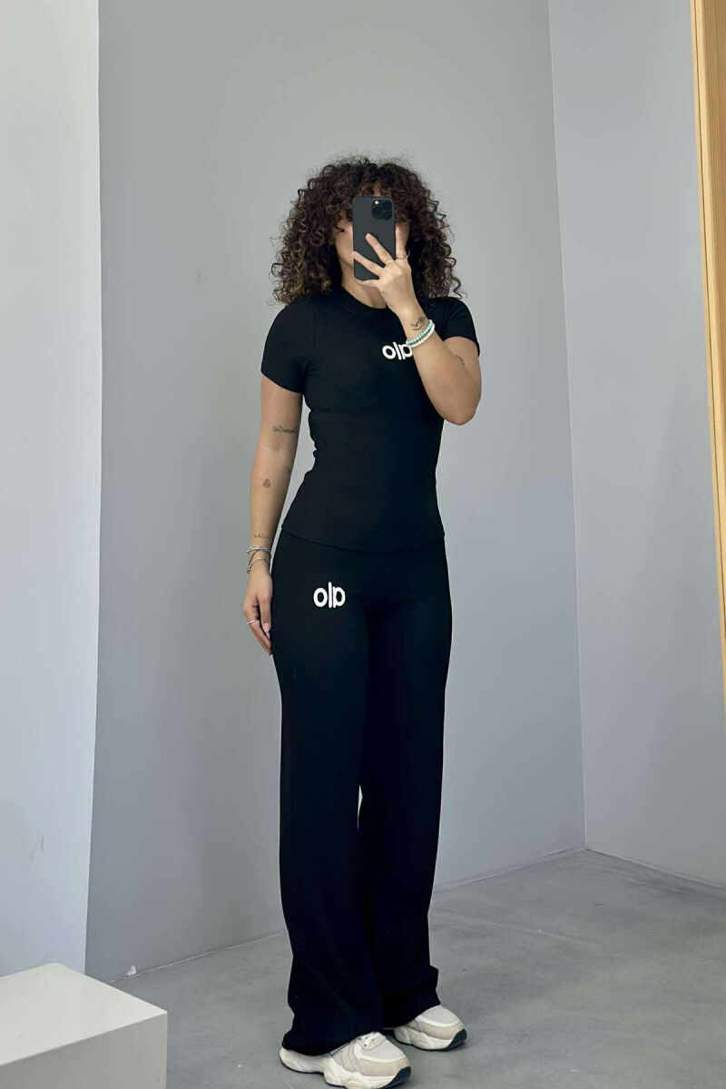 ALO WRITTING T-SHIRT+TROUSERS WOMEN SET BLACK/ E ZEZE - 3