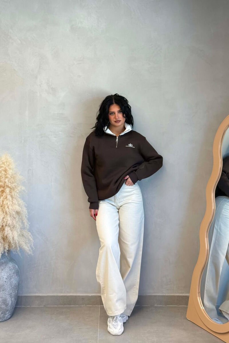 ALO WRITTINGS FLUFFY WOMAN SWEATSHIRT BROWN/KAFE - 3