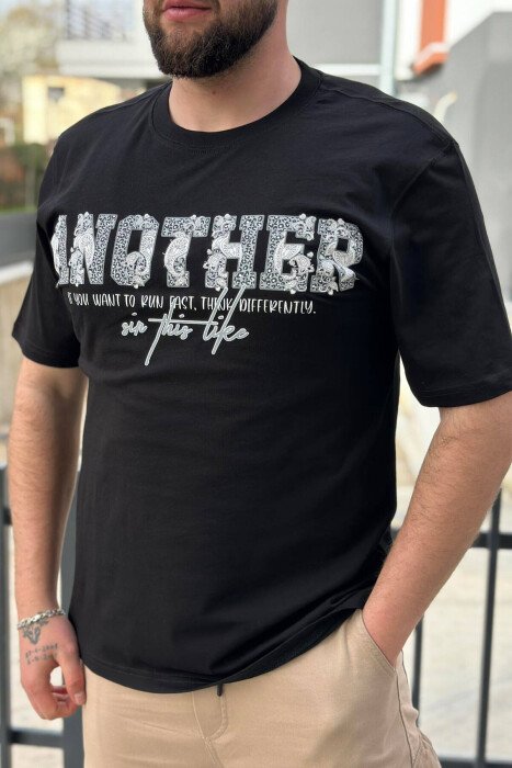 ANOTHER ROUND NECK COTTON MEN T-SHIRT BLACK/ E ZEZE - KLAUDIO FASHION