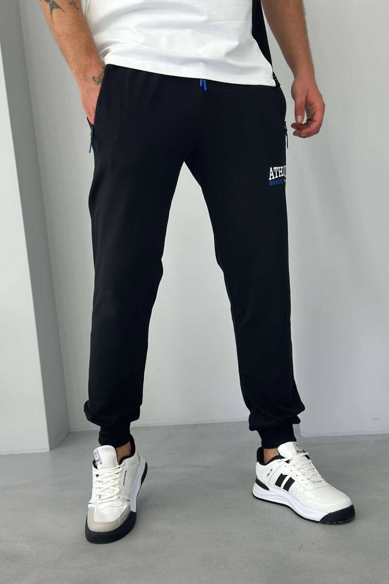 ATHLETIC ONE COLOR MEN SWEATPANTS BLACK/ E ZEZE - 1