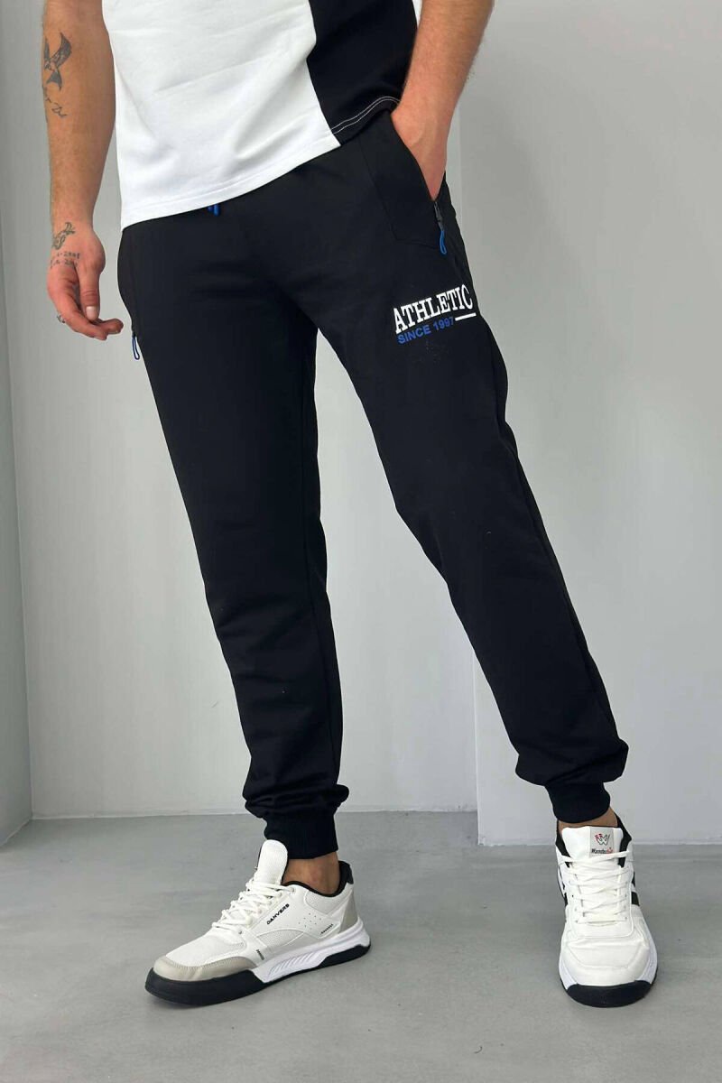 ATHLETIC ONE COLOR MEN SWEATPANTS BLACK/ E ZEZE - 2
