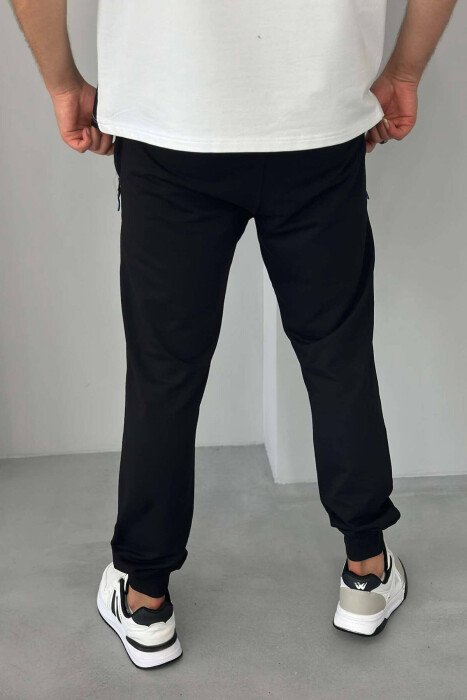 ATHLETIC ONE COLOR MEN SWEATPANTS BLACK/ E ZEZE - 3