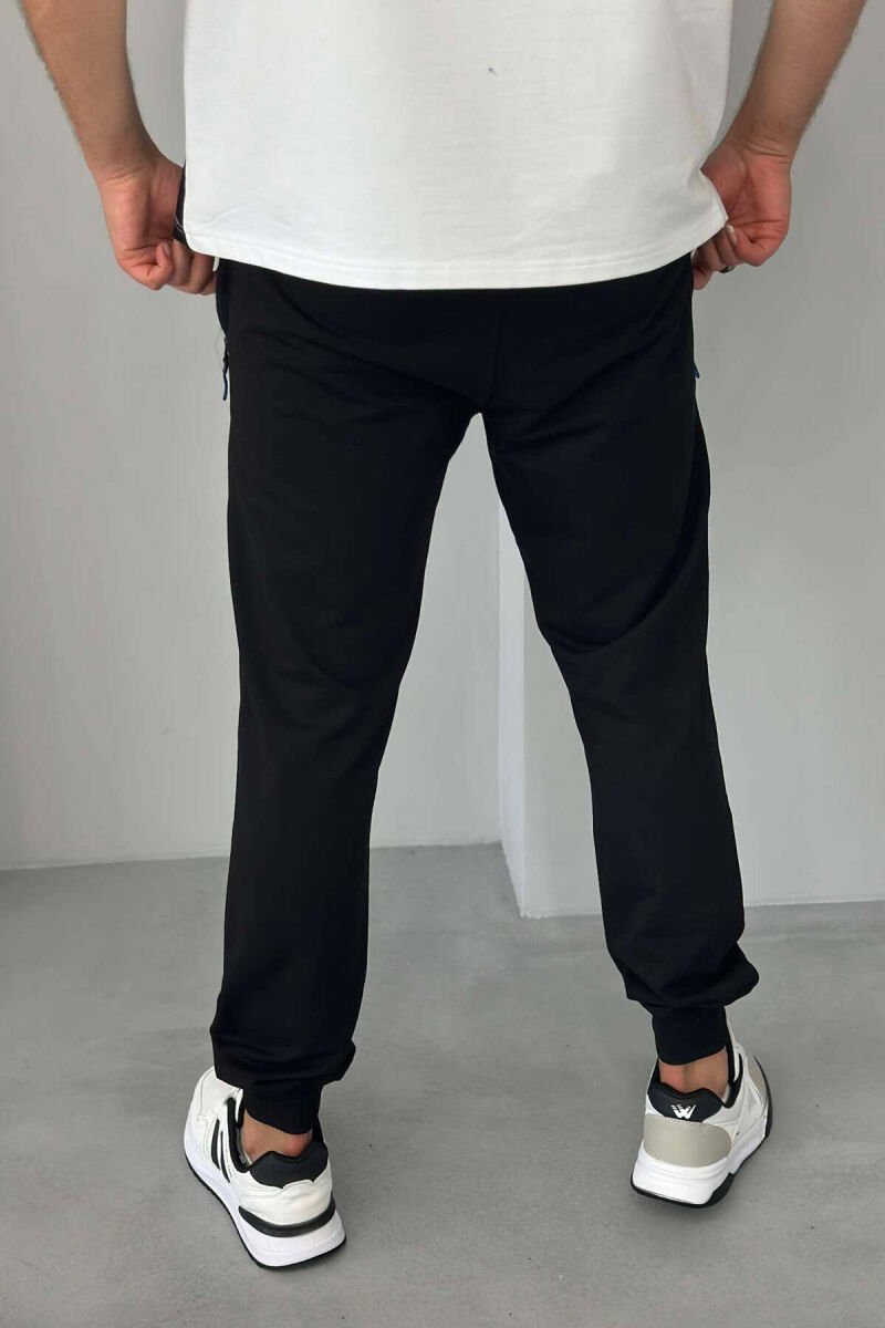 ATHLETIC ONE COLOR MEN SWEATPANTS BLACK/ E ZEZE - 3