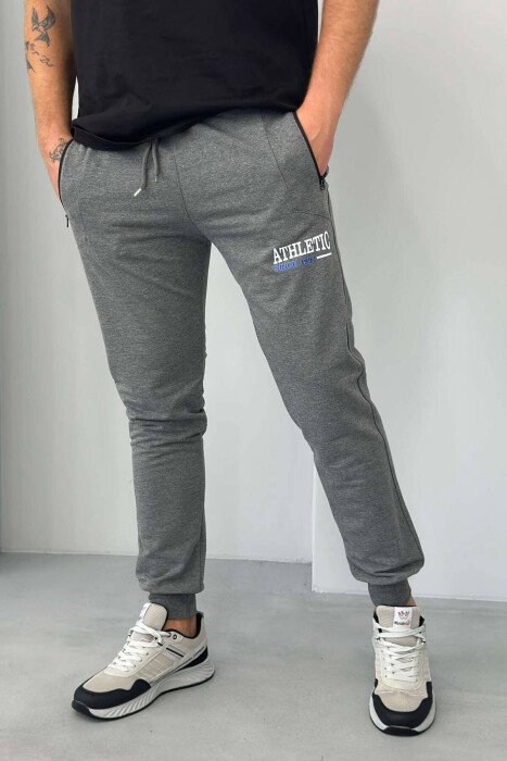ATHLETIC ONE COLOR MEN SWEATPANTS DARK GREY/GEE - 2