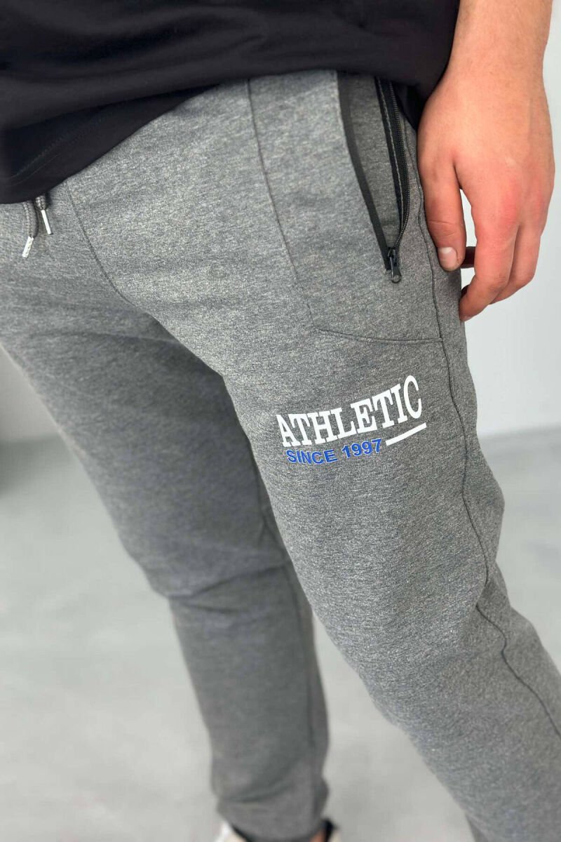 ATHLETIC ONE COLOR MEN SWEATPANTS DARK GREY/GEE - 3