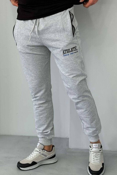 ATHLETIC ONE COLOR MEN SWEATPANTS LIGHT GREY/GZ - 4
