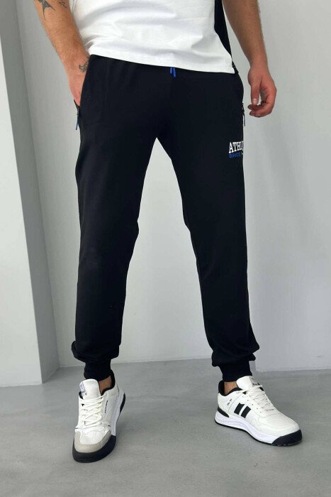 ATHLETIC ONE COLOR MEN SWEATPANTS BLACK/ E ZEZE - KLAUDIO FASHION