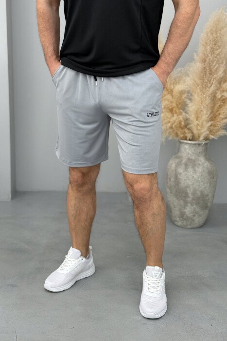 ATHLETIC WRITTING ONE COLOR MEN SHORT SWEATPANTS GREY/GRI - 1