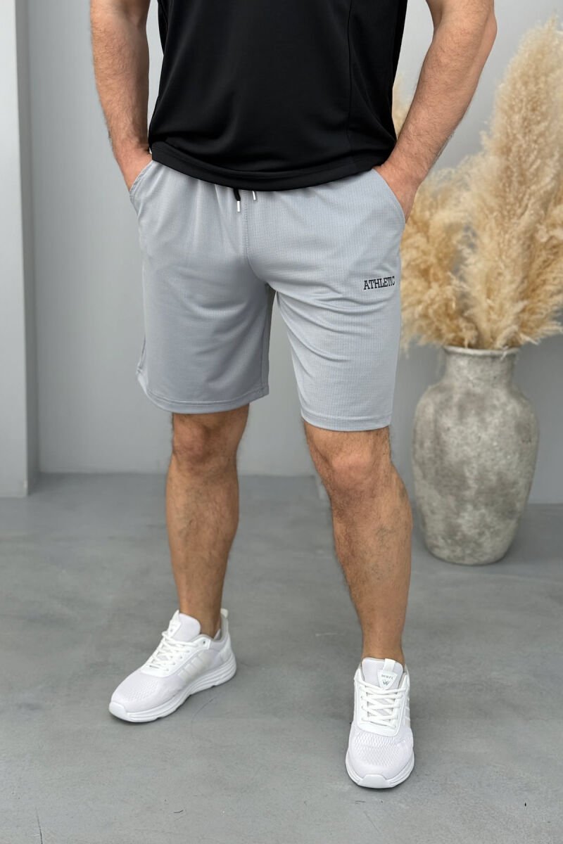 ATHLETIC WRITTING ONE COLOR MEN SHORT SWEATPANTS GREY/GRI - 1