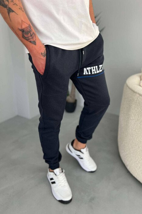 ATHLETICS FLUFFY MEN SWEATPANTS BLUE/BLU - KLAUDIO FASHION