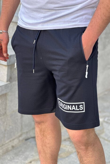 ATHLETICS MAN SHORTS DARK BLUE/BEE - KLAUDIO FASHION