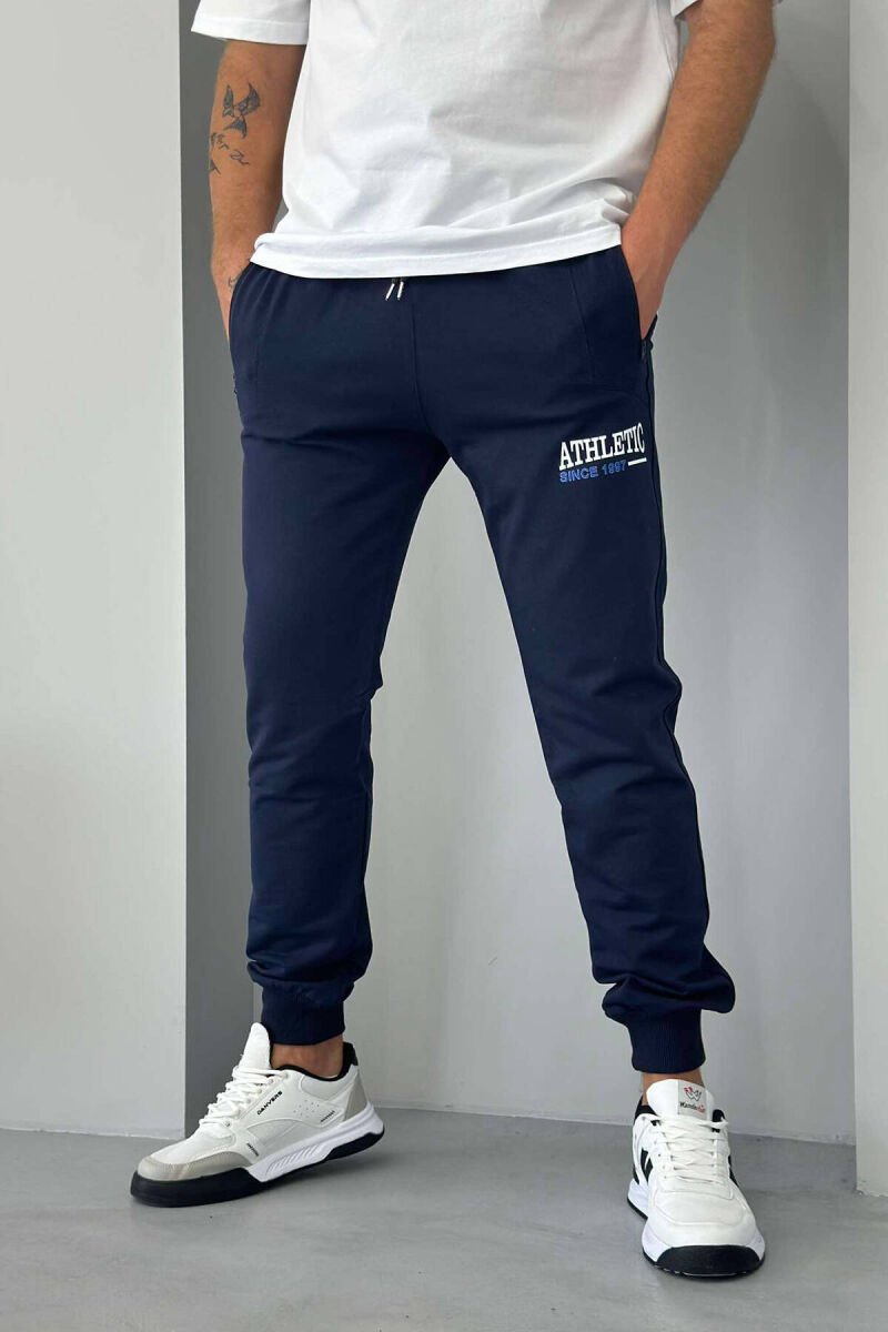 ATHLETIC ONE COLOR MEN SWEATPANTS DARK BLUE/BEE - 1