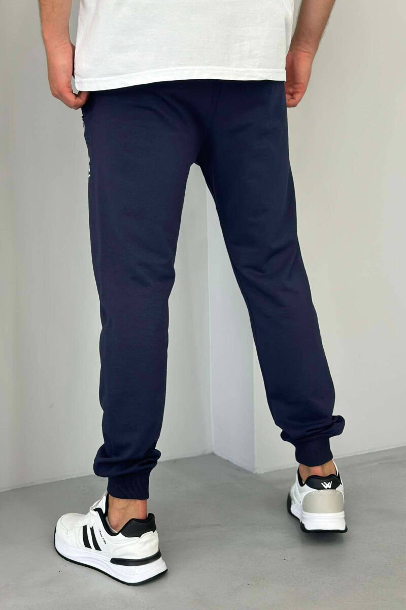 ATHLETIC ONE COLOR MEN SWEATPANTS DARK BLUE/BEE - 3