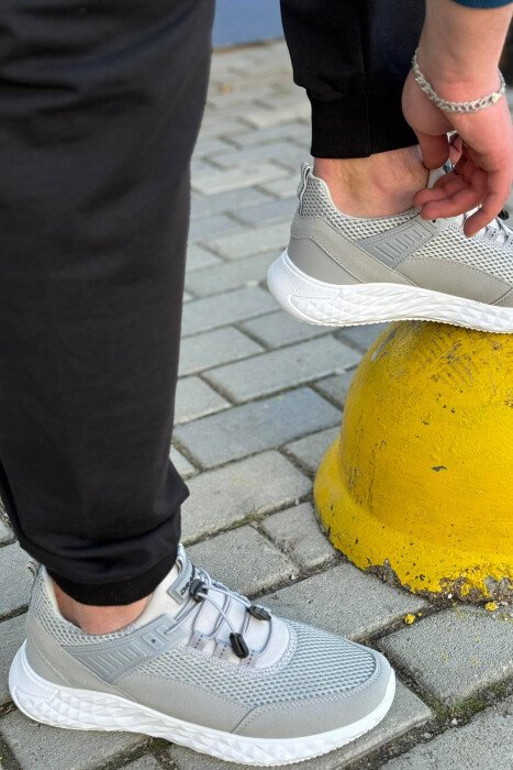 ATLETE TË THJESHTA PËR MESHKUJ NË NGJYRË GRI TË ZBARDHUR - 4