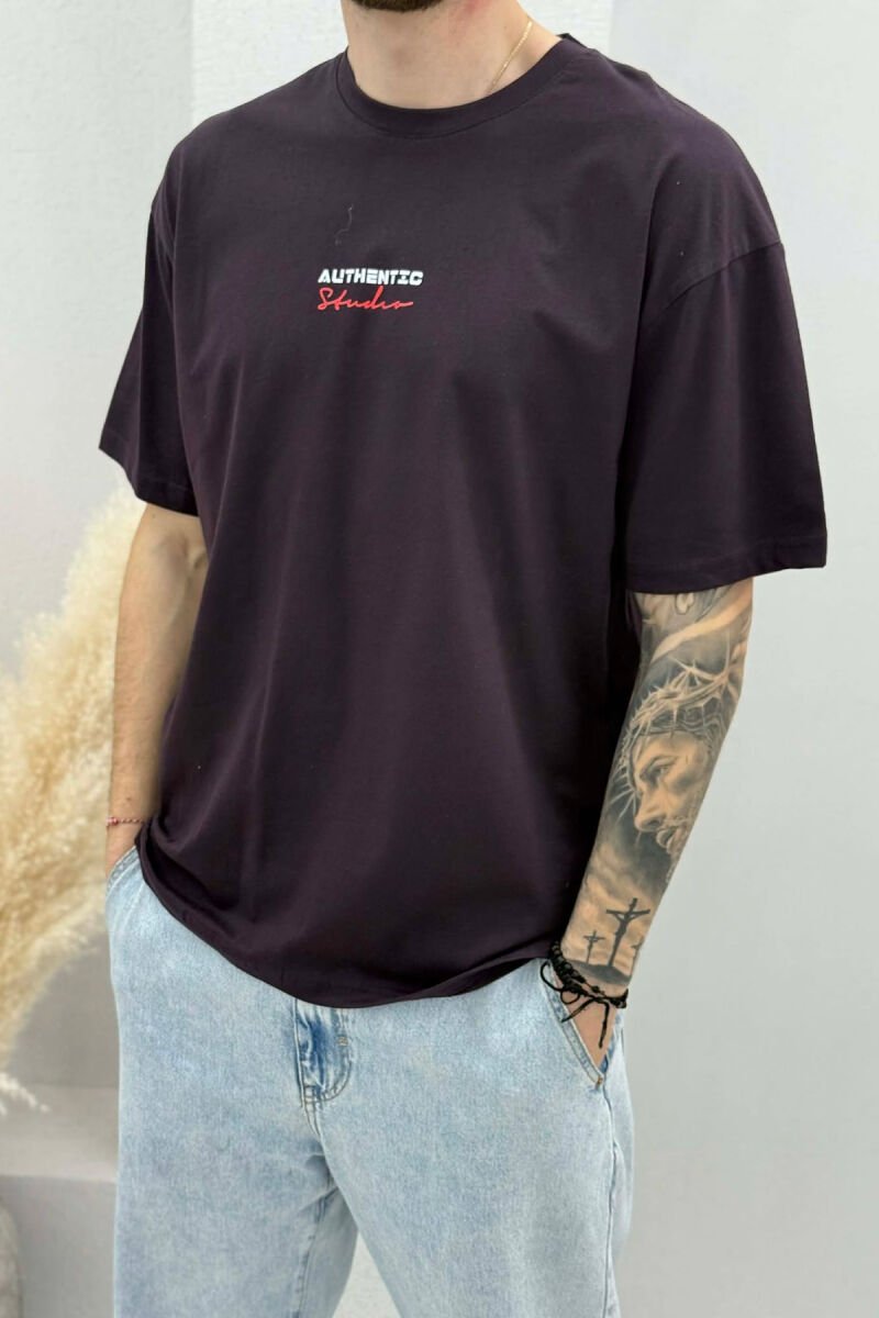AUTHENTIC FRONT WRITTINGS MEN T-SHIRT DARK BROWN/KAE - 2