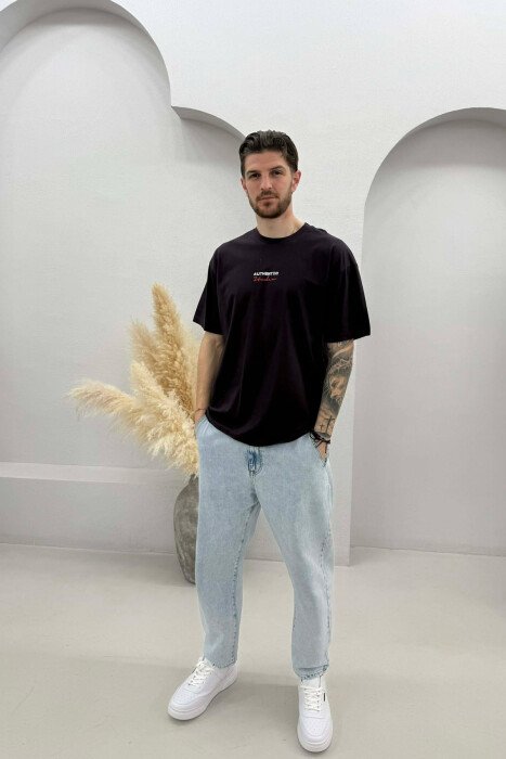 AUTHENTIC FRONT WRITTINGS MEN T-SHIRT DARK BROWN/KAE - 3