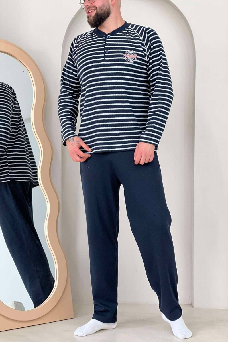 AUTHENTIC LOGO STRIPE MEN PYJAMAS GREY-BLUE/ GRBL - 1