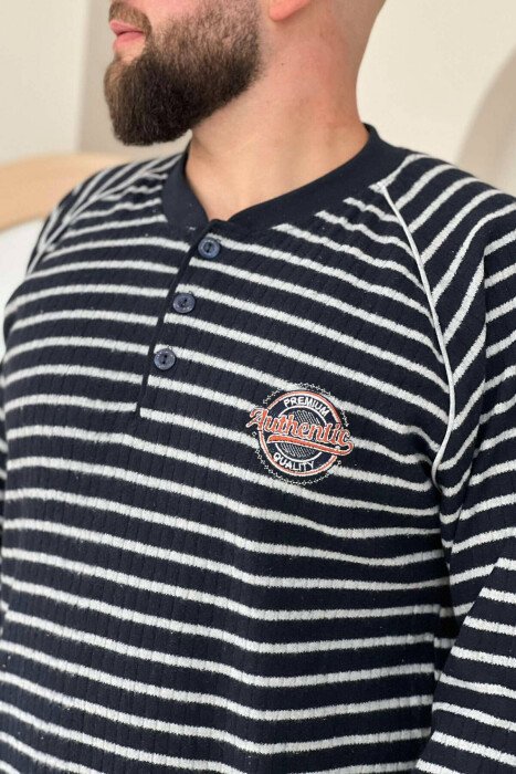AUTHENTIC LOGO STRIPE MEN PYJAMAS GREY-BLUE/ GRBL - 2