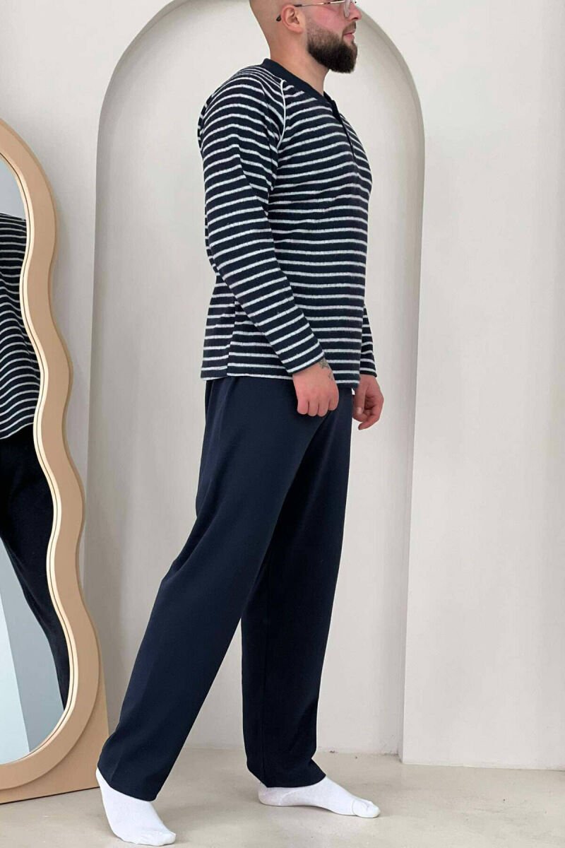 AUTHENTIC LOGO STRIPE MEN PYJAMAS GREY-BLUE/ GRBL - 3