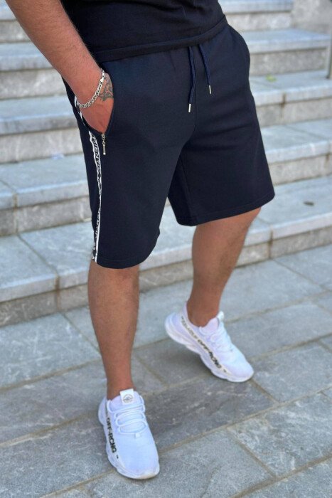 AUTHENTIC WRITTINGS MAN SHORTS DARK BLUE/BEE - KLAUDIO FASHION