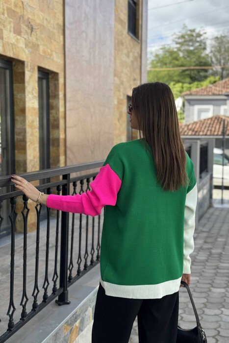 B LETTER SIMPLE WOMEN CARDIGAN GREEN/JESHILE - 3