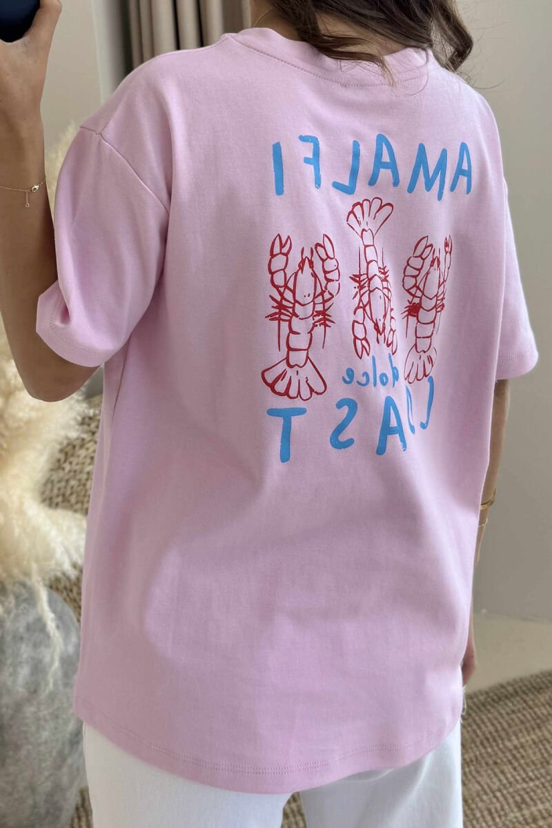 BACK DESIGN AND FRONT IMAGE WOMEN T-SHIRT PINK/ROZE - 2