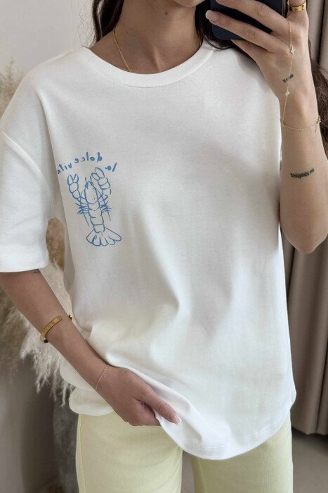 BACK DESIGN AND FRONT IMAGE WOMEN T-SHIRT WHITE-E BARDHE - 2