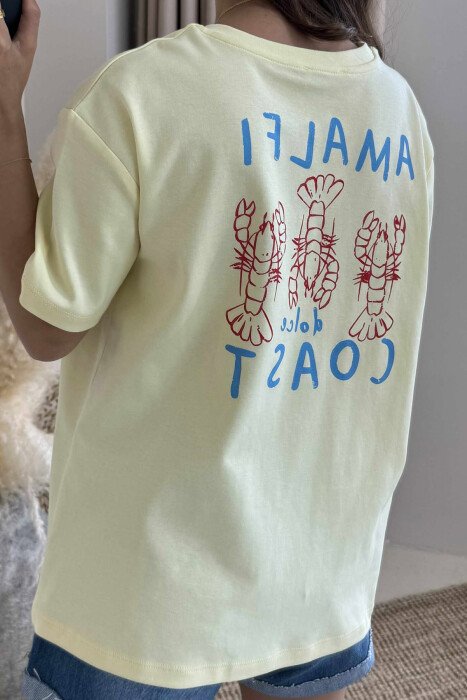 BACK DESIGN AND FRONT IMAGE WOMEN T-SHIRT YELLOW/E VERDHE - 3