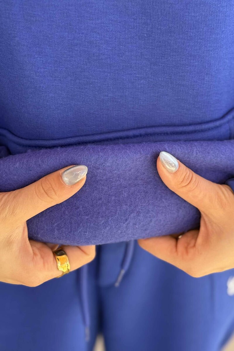 BACK DESIGN FLUFFY HOODIE+ SWEATPANTS WOMEN SET BLUE/BLU - 6
