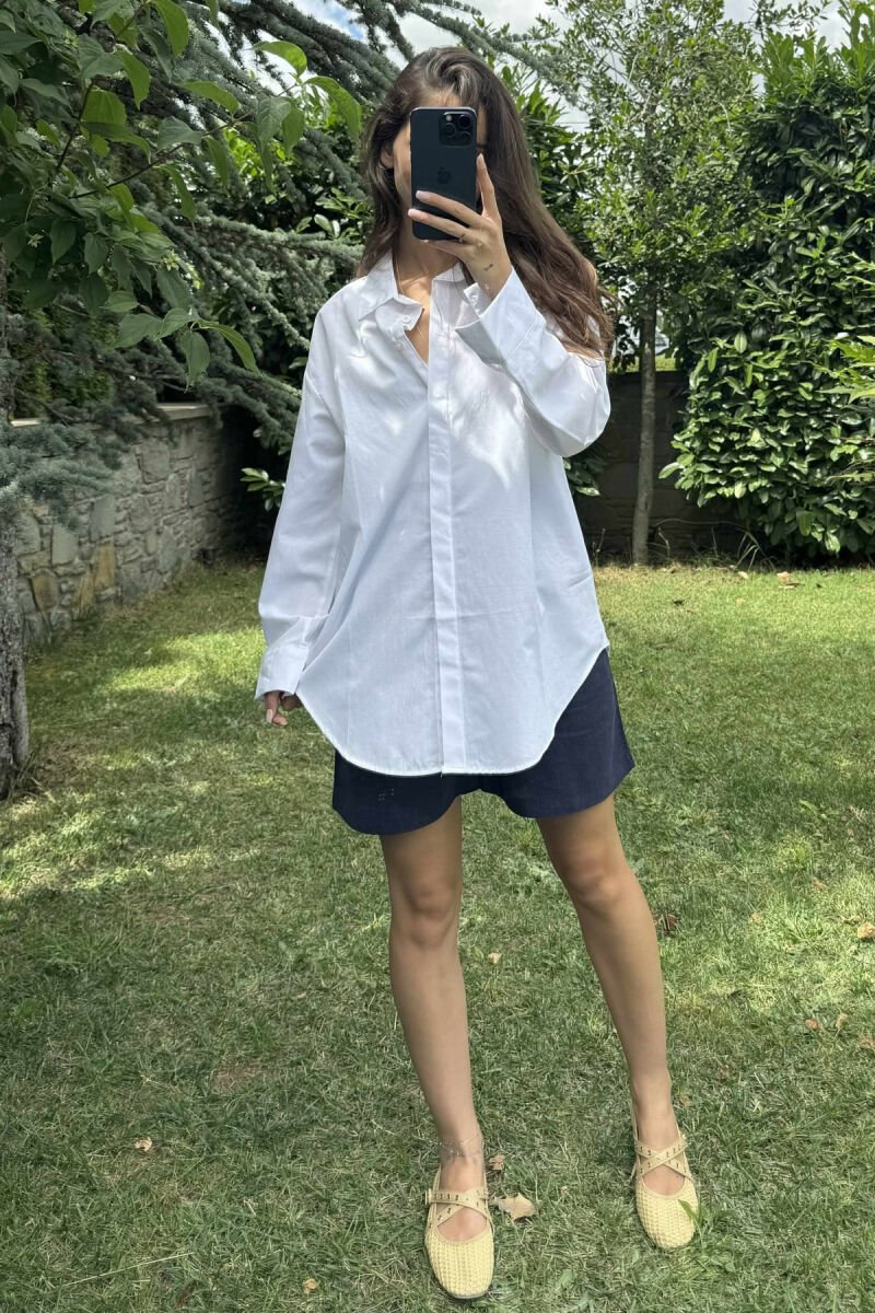 BACK DESIGN ONE COLOR LONG SLEEVE WOMEN SHIRT WHITE-E BARDHE - 8